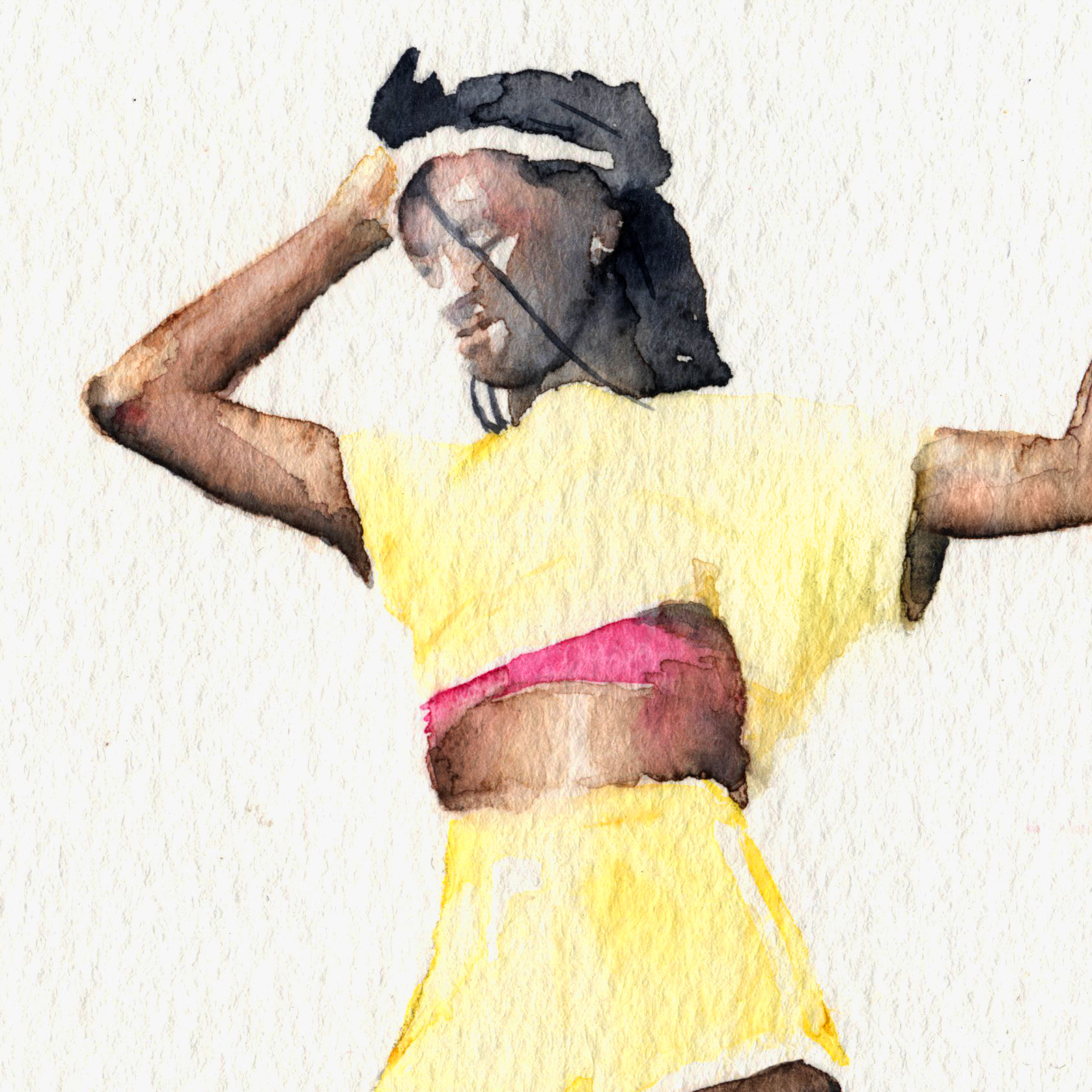 Acuarela sobre papel de una mujer patinadora