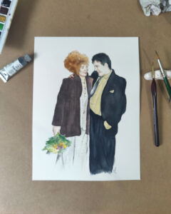 Retrato en acuarela boda